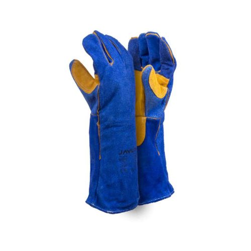Blue Lined Welding Gloves Yellow Palm Elbow Length