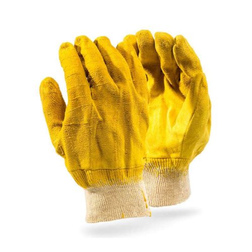 Yellow Comarex Knitted Cuff HD A Grade Wrist Gloves Fully Dipped