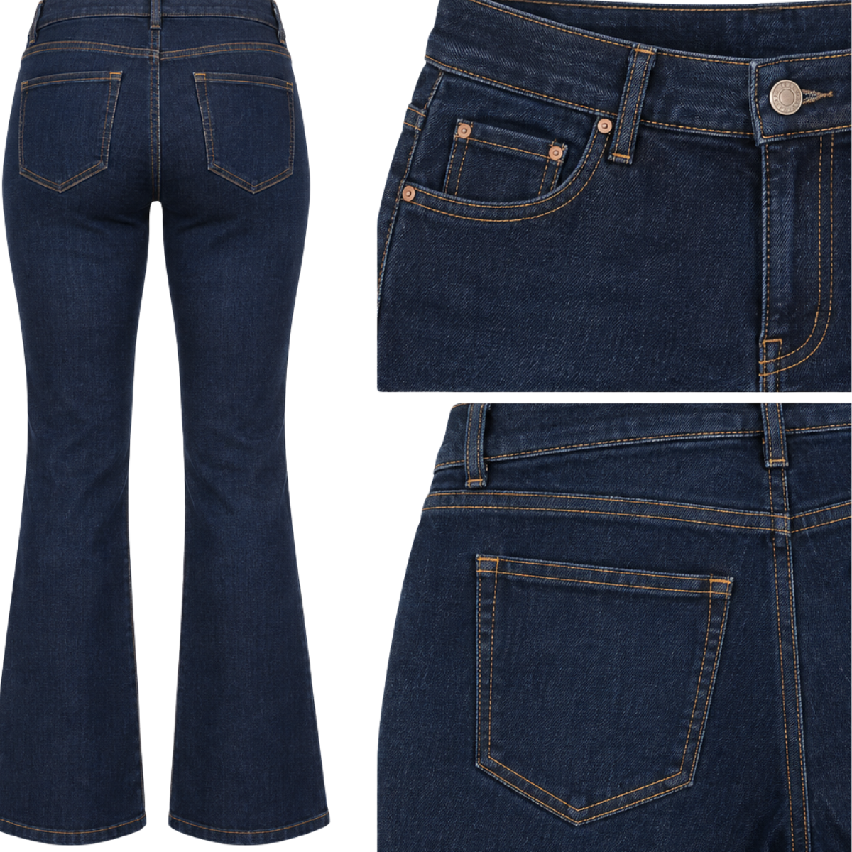 Ladies Bootcut Denim Jeans – Dark Indigo - Image 3